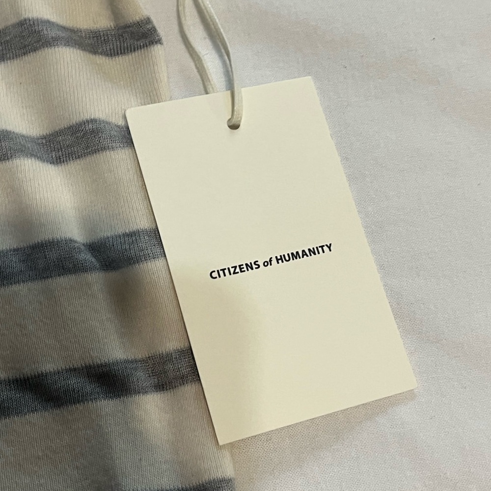 Citizens Of Humanity Beige and Gray Striped Tee - Picture 4 of 5